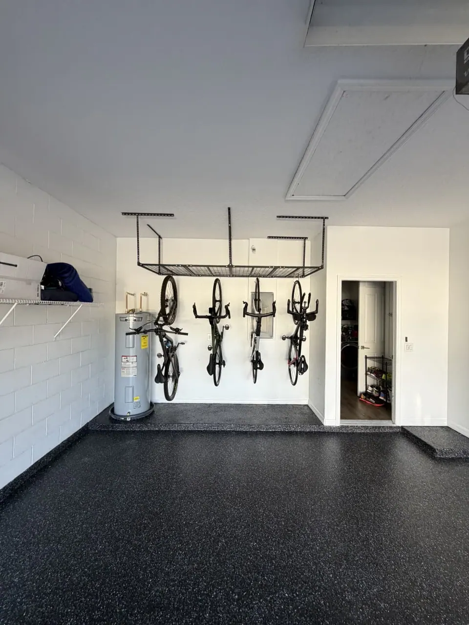 Carbon Flake Floor with Overhead Racks