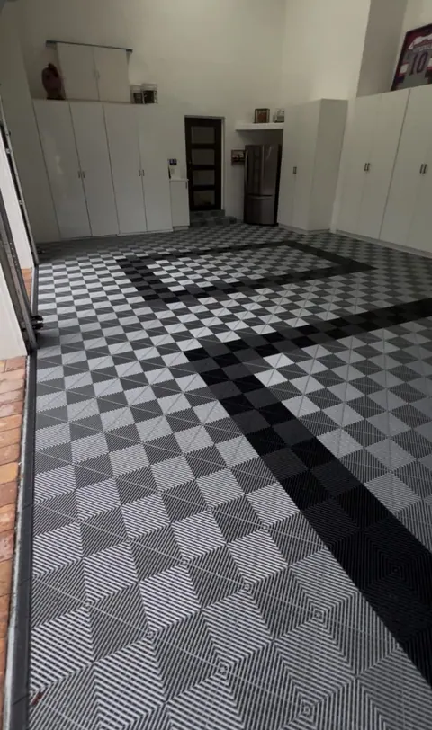 Gray and Black Modular Floor Tiles