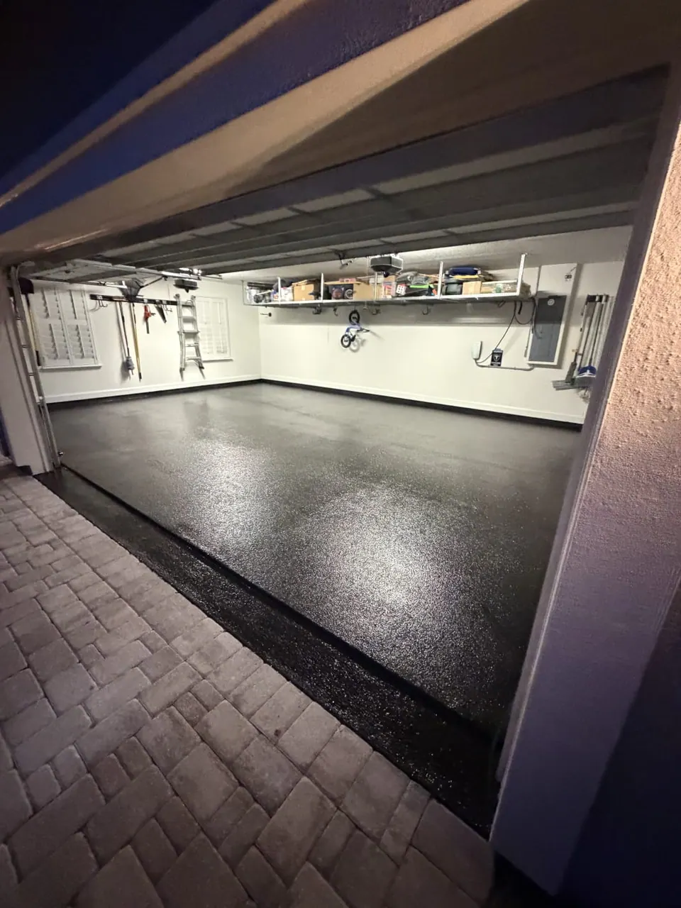 Dark Flake Garage Floor Night View