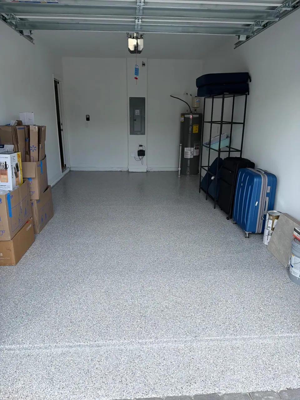 Gray Flake Garage Floor Shelving
