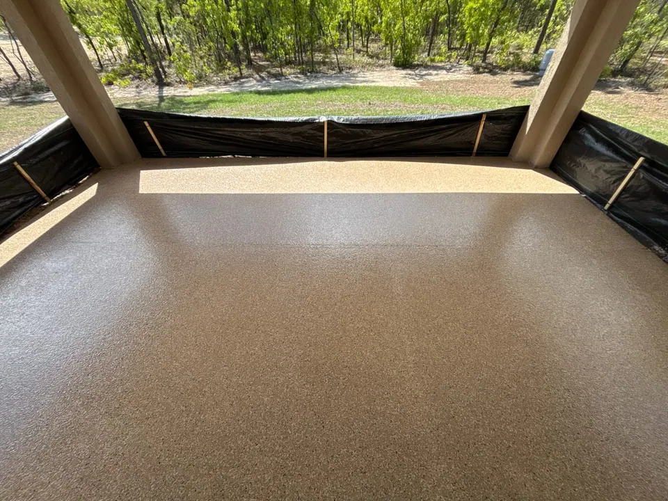 Tan Flake Covered Patio Floor