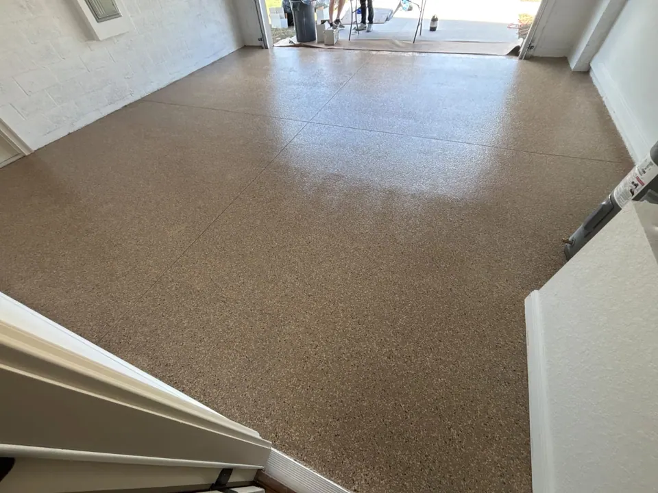 Tan Flake Garage Floor Interior View